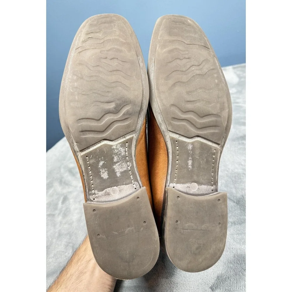 Bostonian Shoes Mens Size 10.5 Brown Leather Slip On Dress Square Toe 28684